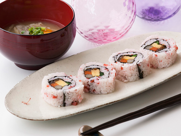 巻き芯アレンジ 梅ごはんの裏巻き